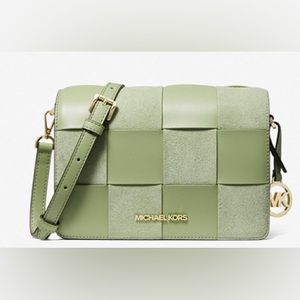 MK mercer small woven crossbody